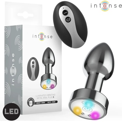 Вибриращ метален анален разширител, LED светлини, 8см. - Intense Plug (D-244718)