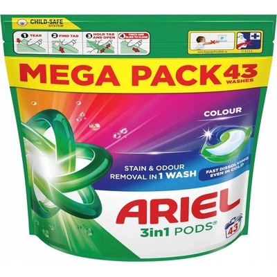 Ariel All in1 Odour kapsle na praní barevného prádla 43 PD