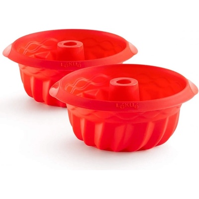 Lékué Комплект 2 бр форми за печене Lekue 1010162, Ø15 см, 700 мл, От -60 до +220C, Платинен силикон, Червен (1010162)
