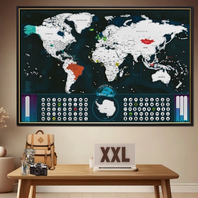 Giftio Stieracia mapa sveta - EN verzia Deluxe XXL - strieborná