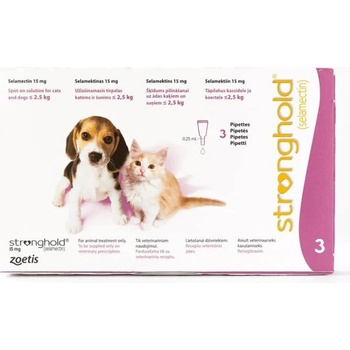 Stronghold spot-on 15 mg pre mačky a psy do 2,5kg 3 x 0,25 ml