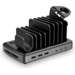 Lindy 3x USB-A, 3x USB-C зарядно устройство/станция за зареждане на мобилни телефони, таблети, смарт часовници 160W, 6 порта 73436 (73436)