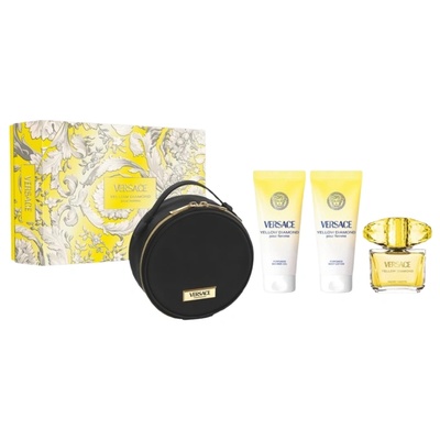 Versace Yellow Diamond Подаръчен комплект за жени Размер EDT 90 ml + 100 ml душ гел + 100 ml лосион за тяло + несесер