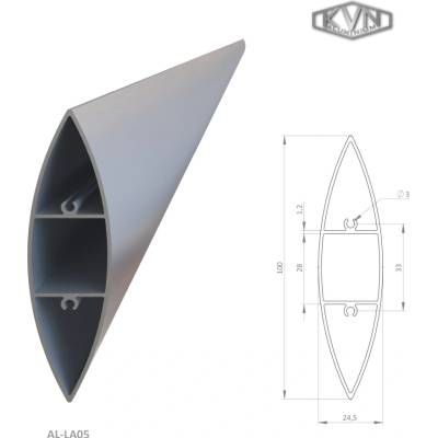 Profil na výplň 100x24,5x6000mm, materiál EN AW-6060 T66 AL-LA05-6