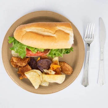 Image 1 of Еко чинии картонени Ф180 мм. КРАФТ 10 бр (p-401110)