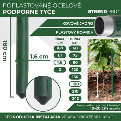 Tyč Gardens 16mm/180cm ocel-plast