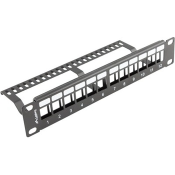 Lanberg patch panel blank 12 port 1U with organizer for keystone modules black