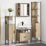 vidaXL Комплект мебели за баня 4 бр. Сонома дъб 33 x 33 x 185, 5 см (3399397)