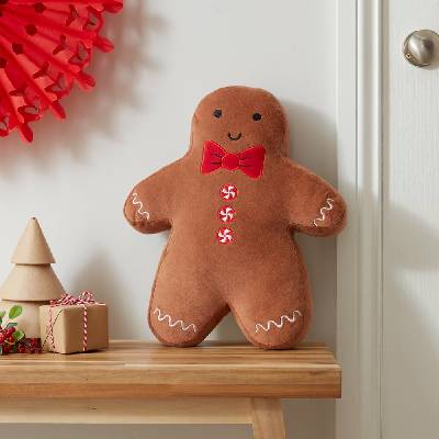 Catherine Lansfield Zamatový vankúš s vianočným motívom Gingerbread 28x37