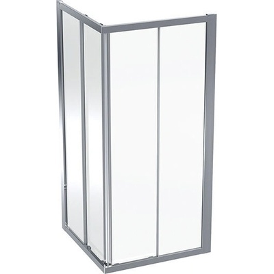 Geberit Geo čtvercová sprchová zástěna, 90x90x190 cm, sklo transparent, rám stříbřitá 560.122.00.2