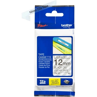 BROTHER TZE-131 čierna na priehľadnej 12 mm