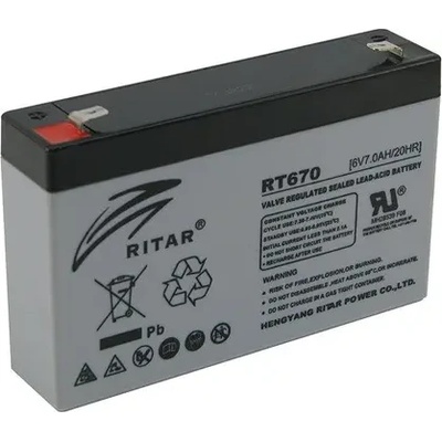 Ritar Оловна батерия RITAR, (RT670) AGM, 6V, 7Ah, 151 /34 /94 mm, Терминал1 (RITAR-RT670)