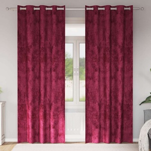 Pure Line Home Кадифени завеси в цвят бордо с метални халки, 2 бр. , 140 x 260 см - zalegloto - 67,08 лв