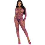 Leg Avenue Net Crop Top & Footless Tights 89325 Violet