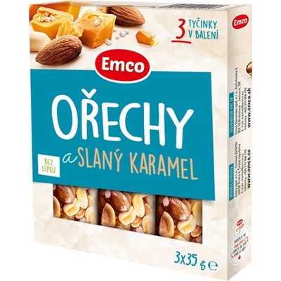 Emco Tyčinka s orechmi a slaným karamelom 3x 35 g