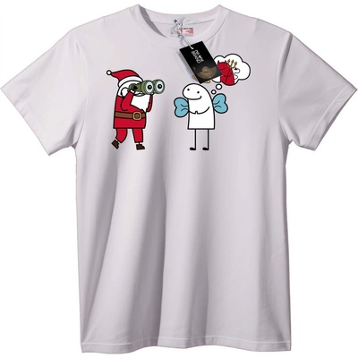 NOONEBRAND Тениска Дядо Коледа и Приятели - L, White