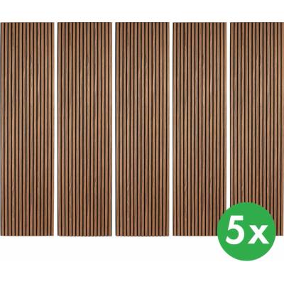 B2B Partner Dřevěný akustický panel, 2400 x 600 mm, B2BP010, balení 5 ks, zlatý teak