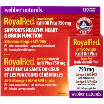Image 1 of Webber Naturals Krill Oil + Omega 3 RoyalRed® 750 mg [120 дражета]