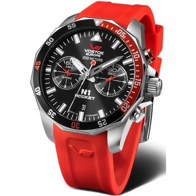 Vostok Europe 6S21/225A707S Červený silikonový řemínek