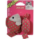 Zolux Hračka kočka ryba a bonbon červená s šantou 8cm