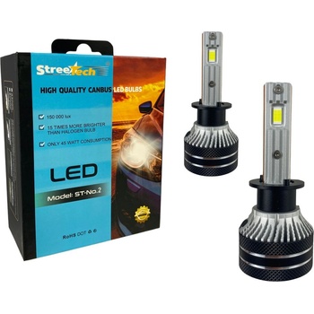 StreeTech Лед крушки - Led система H1 Streetech модел STN2 за фарове - 150 000 Лукса, 45W - Canbus 6000K - 1500% повече светлина (H1STN2)
