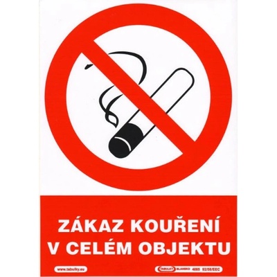 Zákaz kouření v celém objektu 210x297mm - samolepka