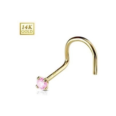 Šperky4U zlatý piercing do nosu kamínek ZL01127P-YG