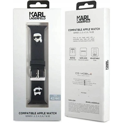 Karl Lagerfeld Karl and Choupette Head NFT Řemínek pro Apple Watch 42/44/45/49 Black KLAWLSLKCNK – Zboží Živě