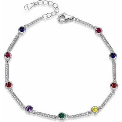 Zlatnictví Zlatíčko stříbrný náramek barevné kameny AH4544