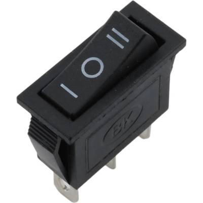 Kolískový vypínač obdĺžnikový KCD3, ON-OFF-ON, 250V/16A Čierna