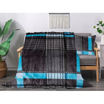 Xpose deka MÁŠA sivá/modrá Mikroplyš 200x220