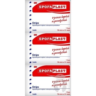 3M SPOFAPLAST č.166 Náplasť textilná 7,6 cm x 5,1 cm 3 ks