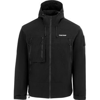 Image 1 of Firetrap Men's Windproof Hooded Long Sleeve Windbreaker - Black