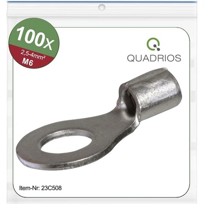 Quadrios 23C508 guľaté káblové oko Prierez=4 mm² Ø otvoru=6.5 mm neizolované 100 ks