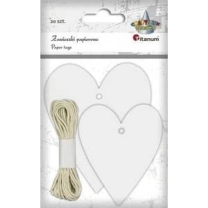 TITANUM Paper pendants hearts white mix 20pcs