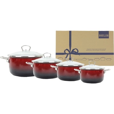 BELIS Smaltovaná sada nádobí 8dílná PREMIUM OMBRÉ červená 19683-033A0DN3 – Hledejceny.cz