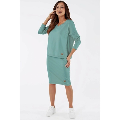 Italian Fashion sukňa Stella Midi bavlna mätová