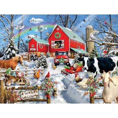 SunsOut - Puzzle Lori Schory - Winter Barn - 300 piese