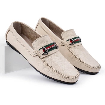 Alexander garcia Мъжки мокасини от естествена кожа - Цвят Крем 20230321117 (381529_Крем)