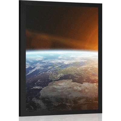 Plakát pohled na planetu z vesmíru - 20x30 black