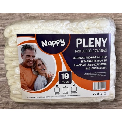 Nappy inkontinence pleny pro dospělé prodyšné zapínací M 80 -125 cm 10 ks