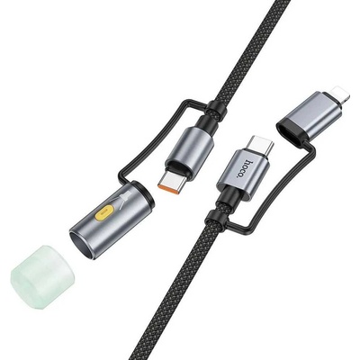 Hoco U138 All-In-One Type C Lightning to Type C Led Light Pd 3A 60W 1,2m černý