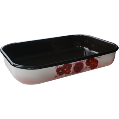 40 х 26 см правоъгълна емайлирана тава с разцветка Гербери (141fpic/40 (27-905/1856))