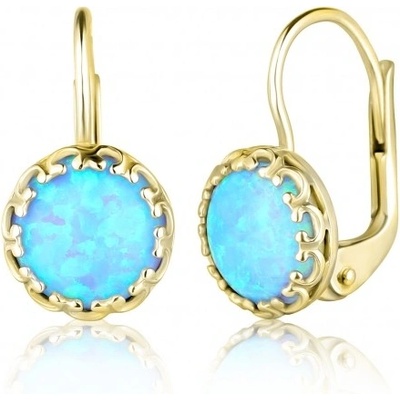 Luxur Visací náušnice Marisol žluté zlato a modré opály 5230528-0-0-49