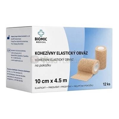 Biomic Kohezívny elastický obväz Béžový (10 cm x 4,5 m) 12 fixačných obväzov