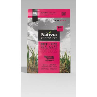 Nativia Real Meat Hovězí & rýže 8 kg