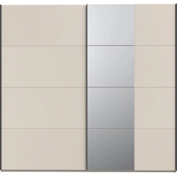 Forte Гардероб eleven с плъзгащи се врати и огледало 220 см, пясъчно бежово + кошница за дрехи + 3 чекмеджета (shms92412-u60/set)