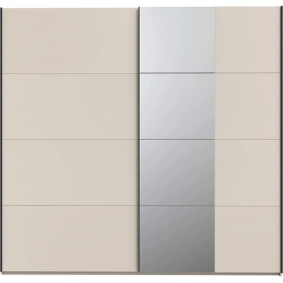 Forte Гардероб eleven с плъзгащи се врати и огледало 220 см, пясъчно бежово + кошница за дрехи + 3 чекмеджета (shms92412-u60/set)