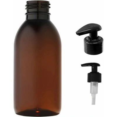 Tera plastová lahvička hnědás černou pumpičkou 150 ml