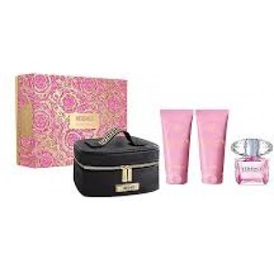 Versace Bright Crystal - Подаръчен комплект за жени: 90мл парфюм EDT + 100мл душ гел + 100мл лосион за тяло +несесер